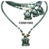 Semi precious Chip Beads Hematite Turtle Pendant Beads Stone Chain Choker Fashion Women Necklace